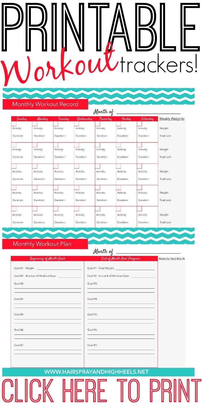 free printable fitness calendar