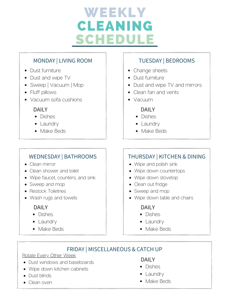 A Weekly Cleaning Checklist For A Cleaner Happier Home a Free Printable 