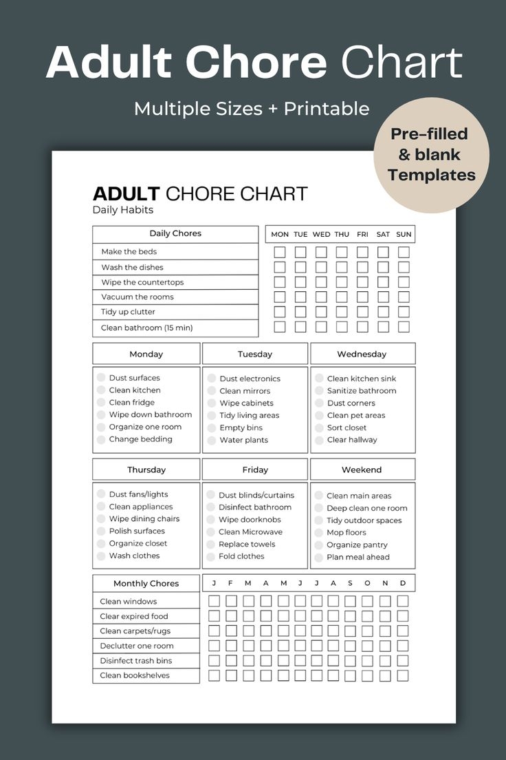 printable chore list for adults