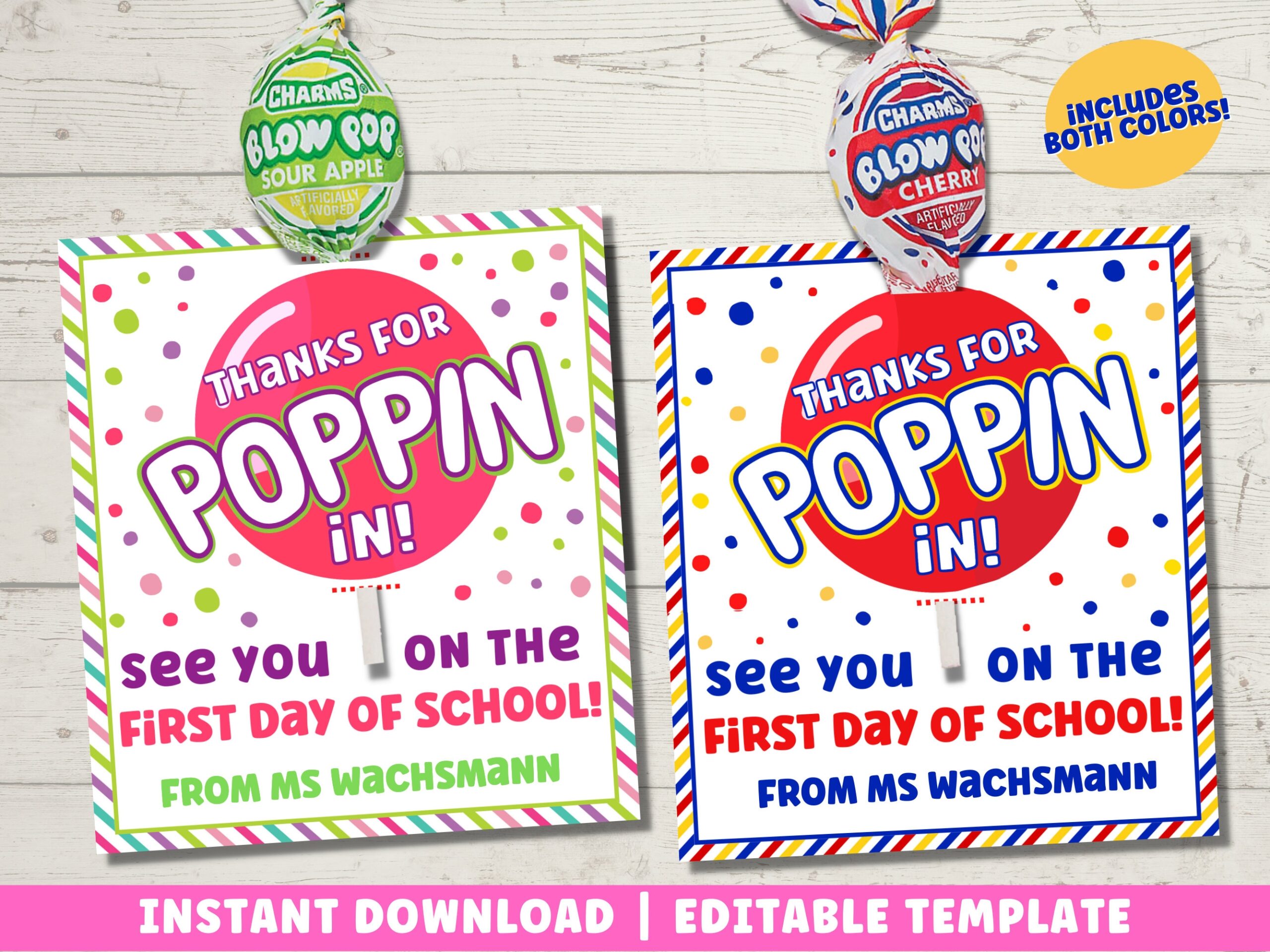Back To School Lollipop Tag Meet The Teacher Gift Instant Download Etsy