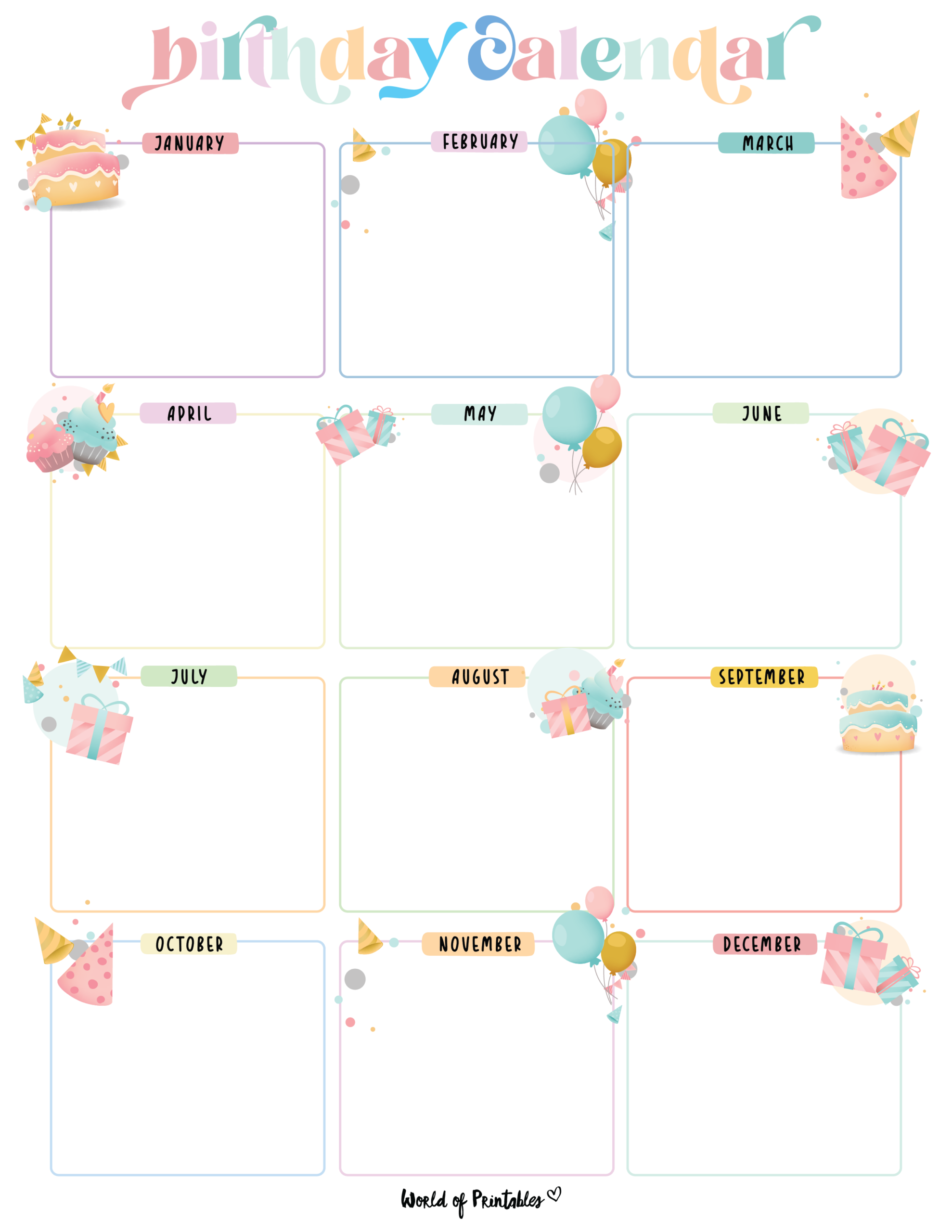 Birthday Calendars World Of Printables Birthday Calendars World Of Printables