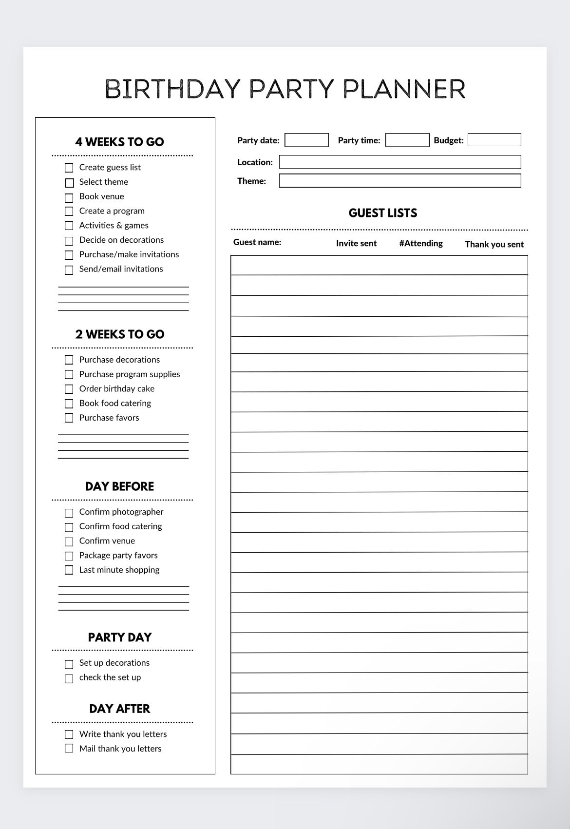 Birthday Party Planner Printable Event Organizer PDF Etsy Birthday Party Planner Printable Event Organizer PDF Etsy