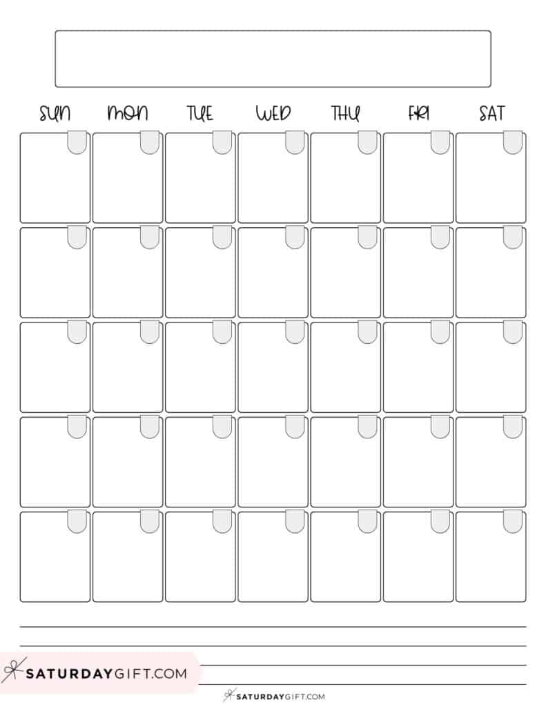 Blank Calendar Templates 29 Cute Free Printables SaturdayGift Blank Calendar Templates 29 Cute Free Printables SaturdayGift