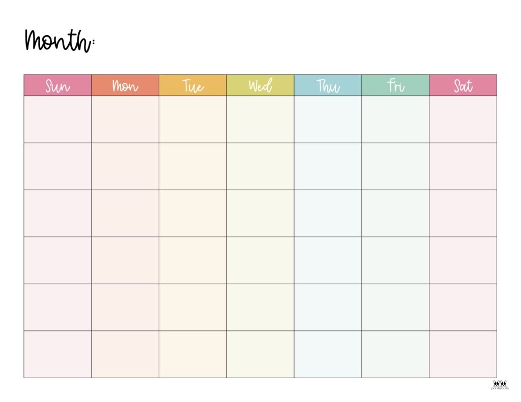Blank Calendars 15 FREE Printables Printabulls