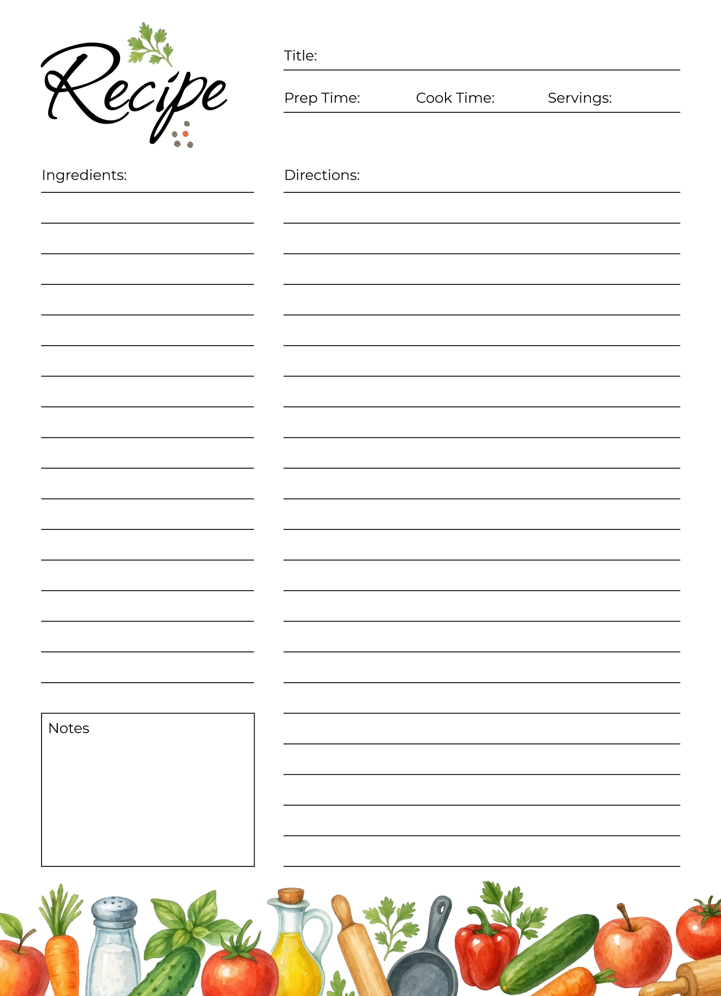 free printable recipe templates