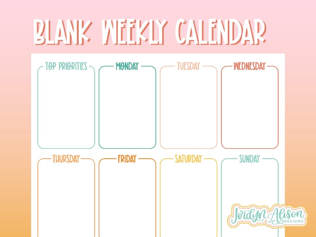 Blank Weekly Calendar Template Simple Calendar Printable Calendar Pages Weekly Work Schedule Template Weekly To Do List Printable Etsy Blank Weekly Calendar Template Simple Calendar Printable Calendar Pages Weekly Work Schedule Template Weekly To Do List Printable Etsy