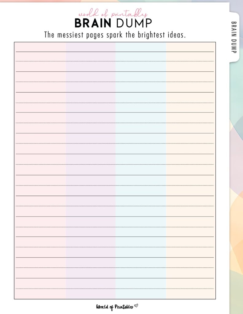Brain Dump Templates World Of Printables