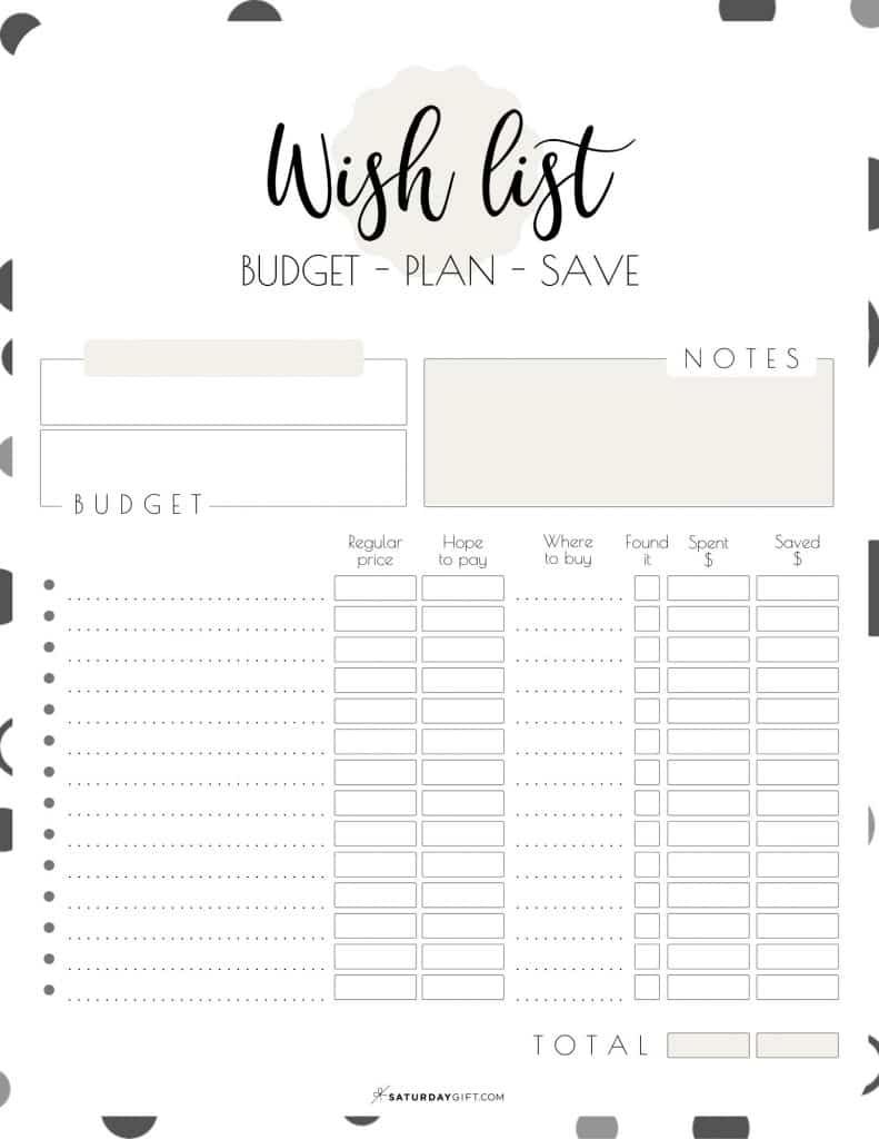 cute wish list printable