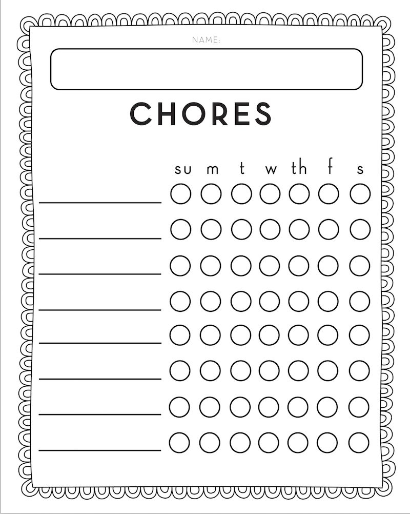 printable chore chart pdf
