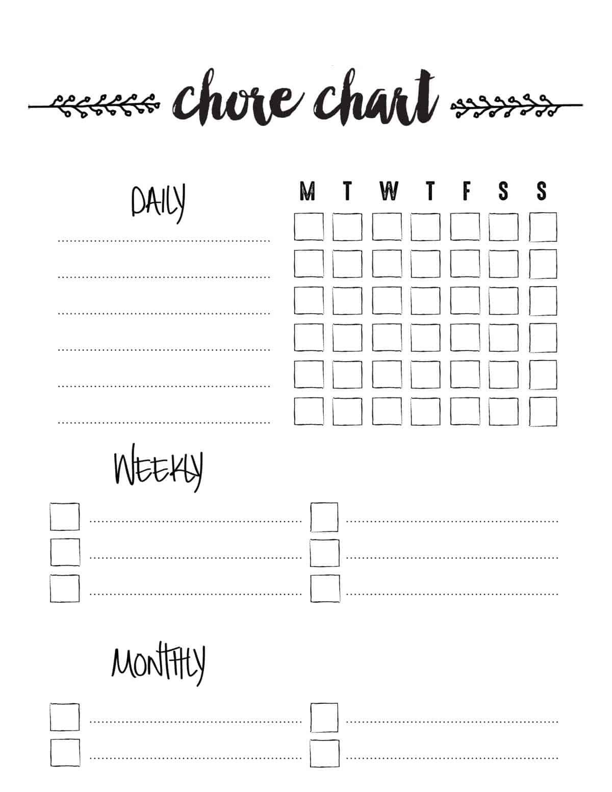 chore chart printable free