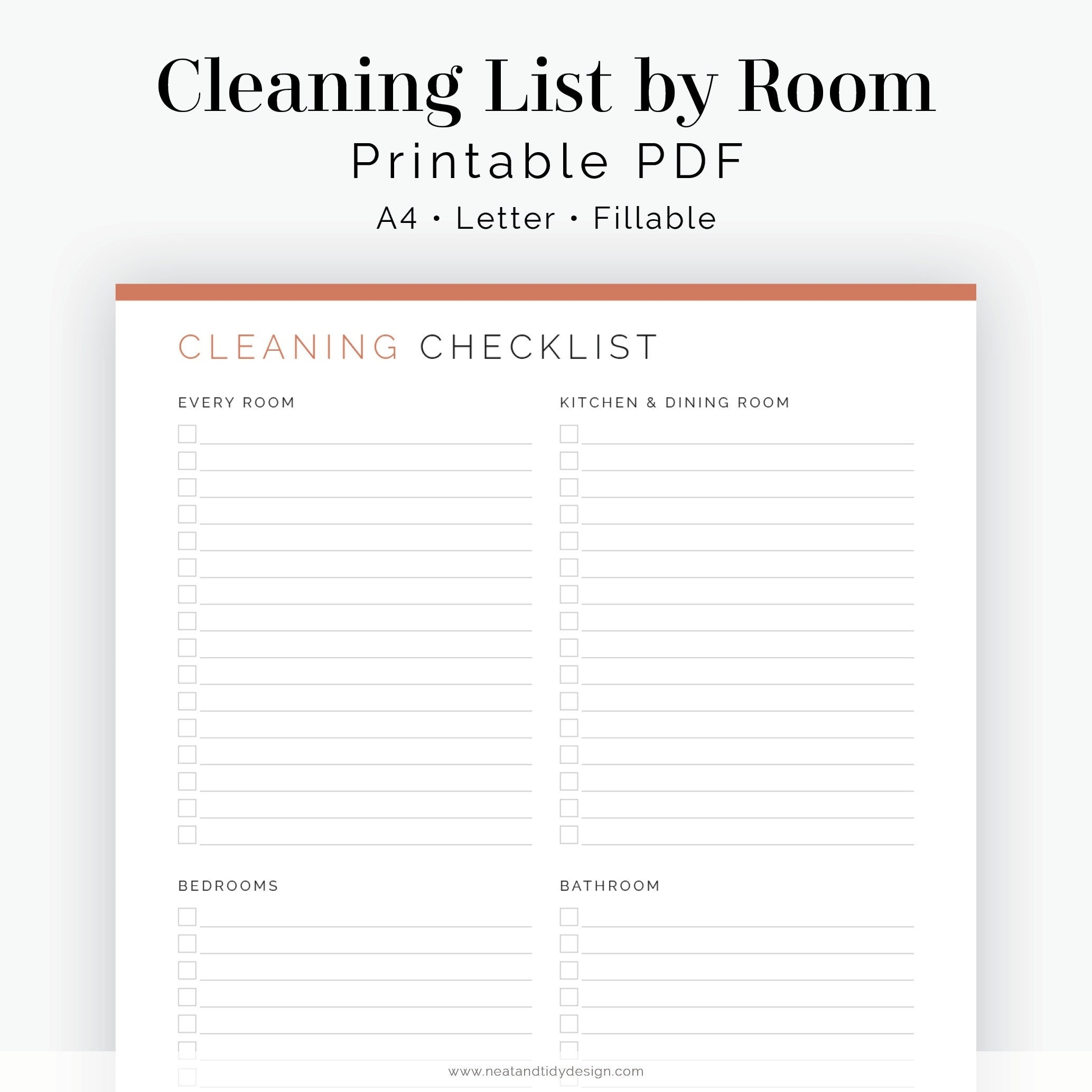 Cleaning Checklist By Room Fillable Printable PDF Household Binder Cleaning Kit Instant Download Etsy