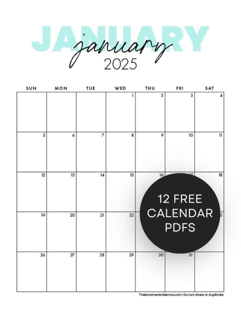 Free Printable Calendars 2025