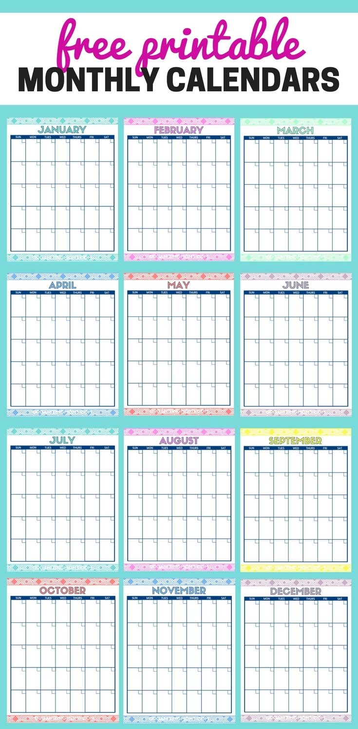 Cute Free Printable Monthly Calendars Cute Free Printable Monthly Calendars
