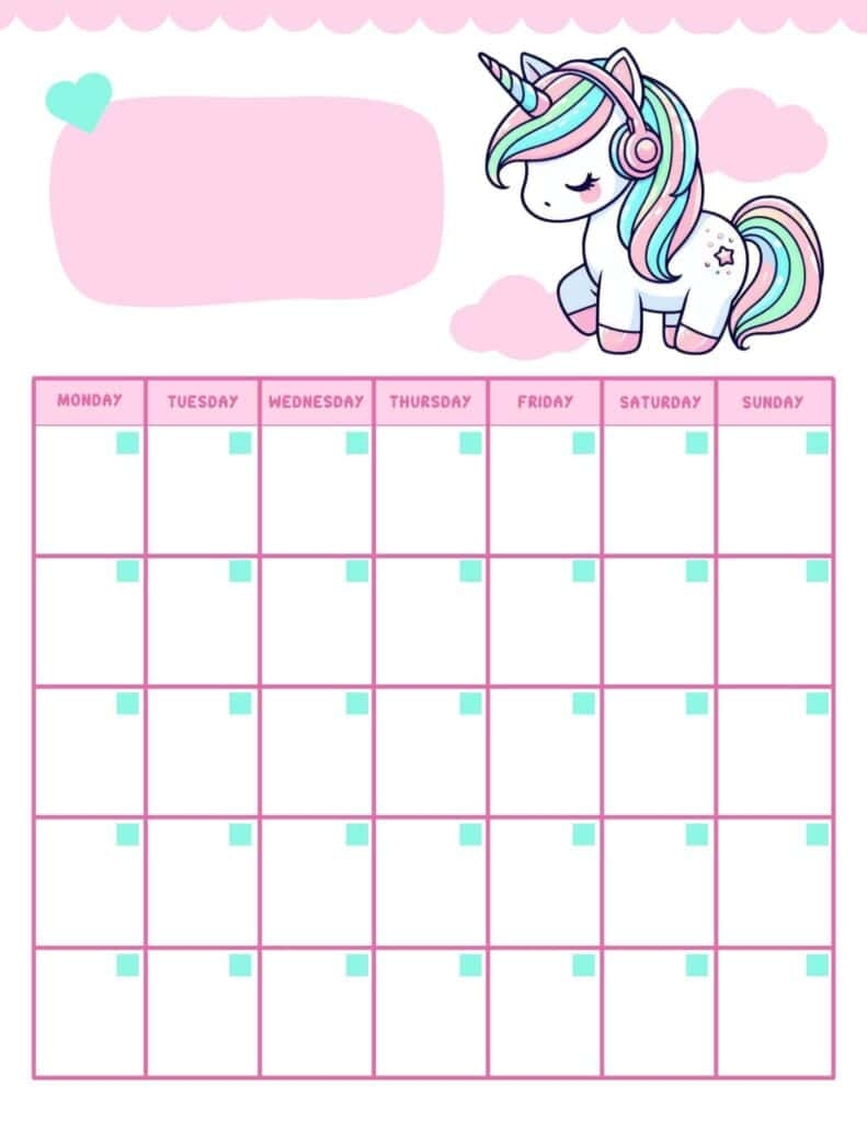 Cute Kawaii Calendars Free Printable Monthly Calendar Templates Cute Kawaii Calendars Free Printable Monthly Calendar Templates