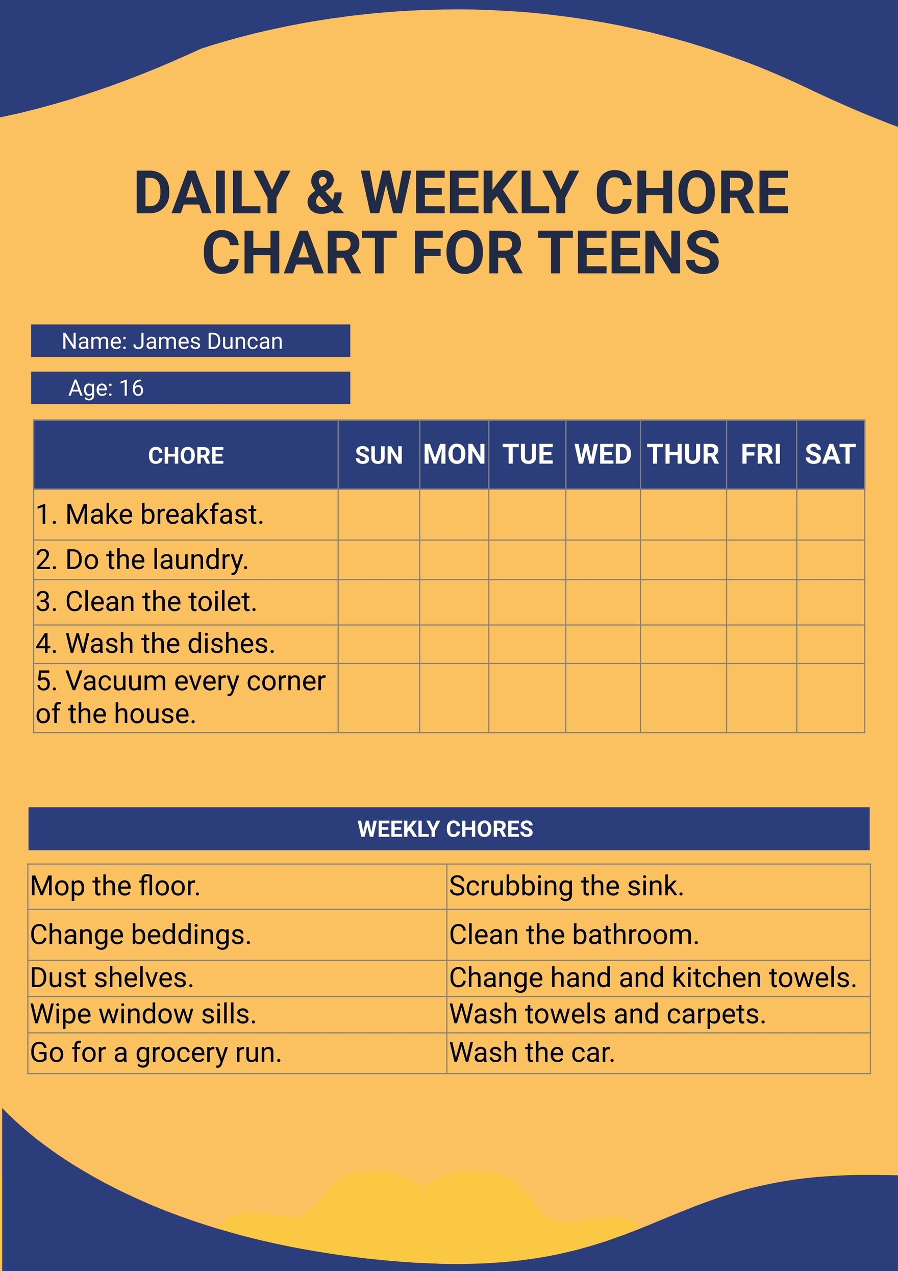 chore chart for teens printable chore chart for teens printable