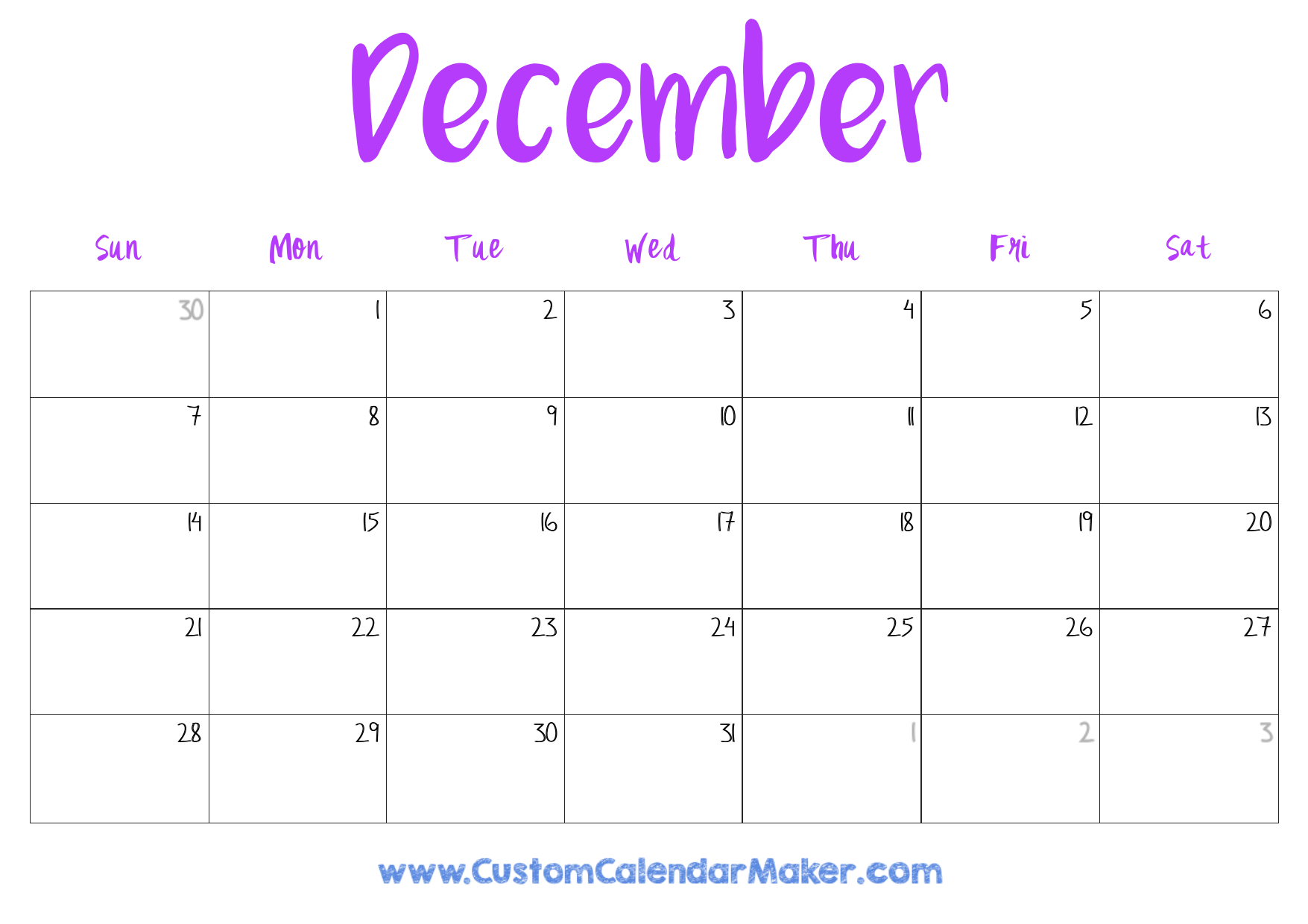 Free Printable Personalized Calendar