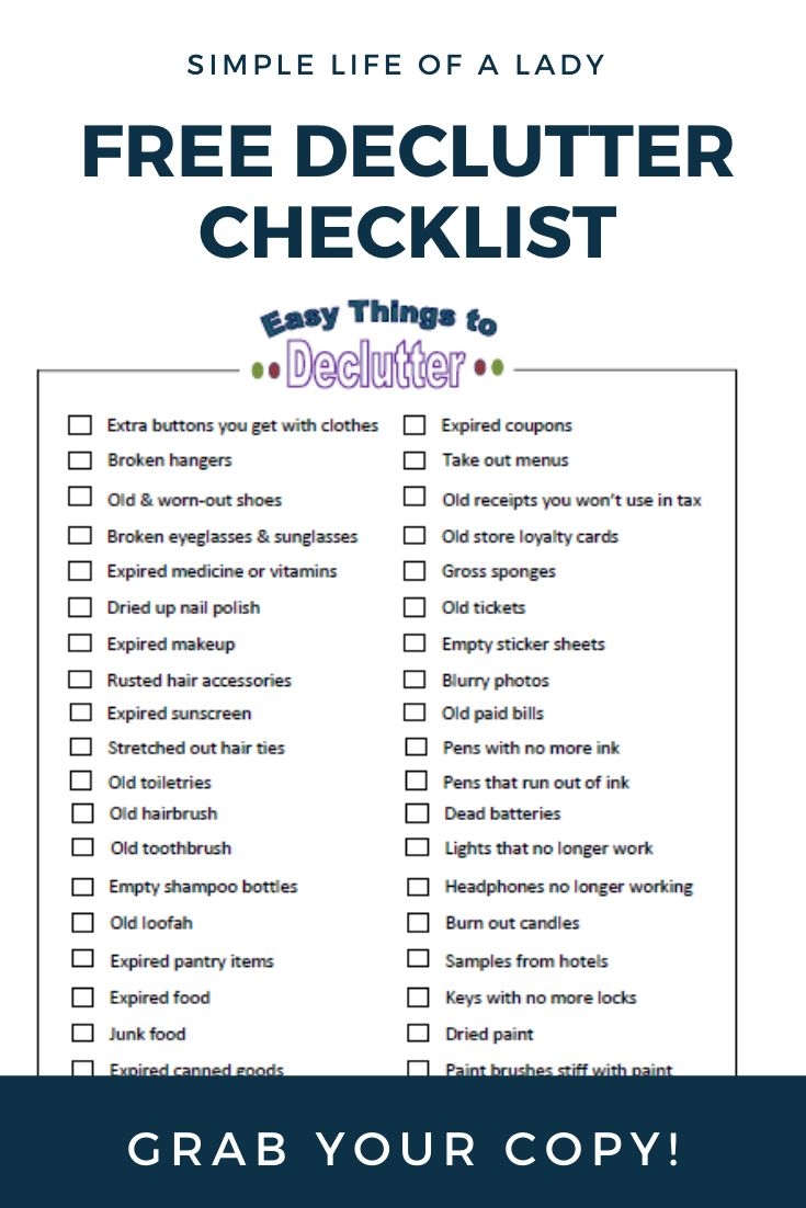 free printable decluttering checklist pdf