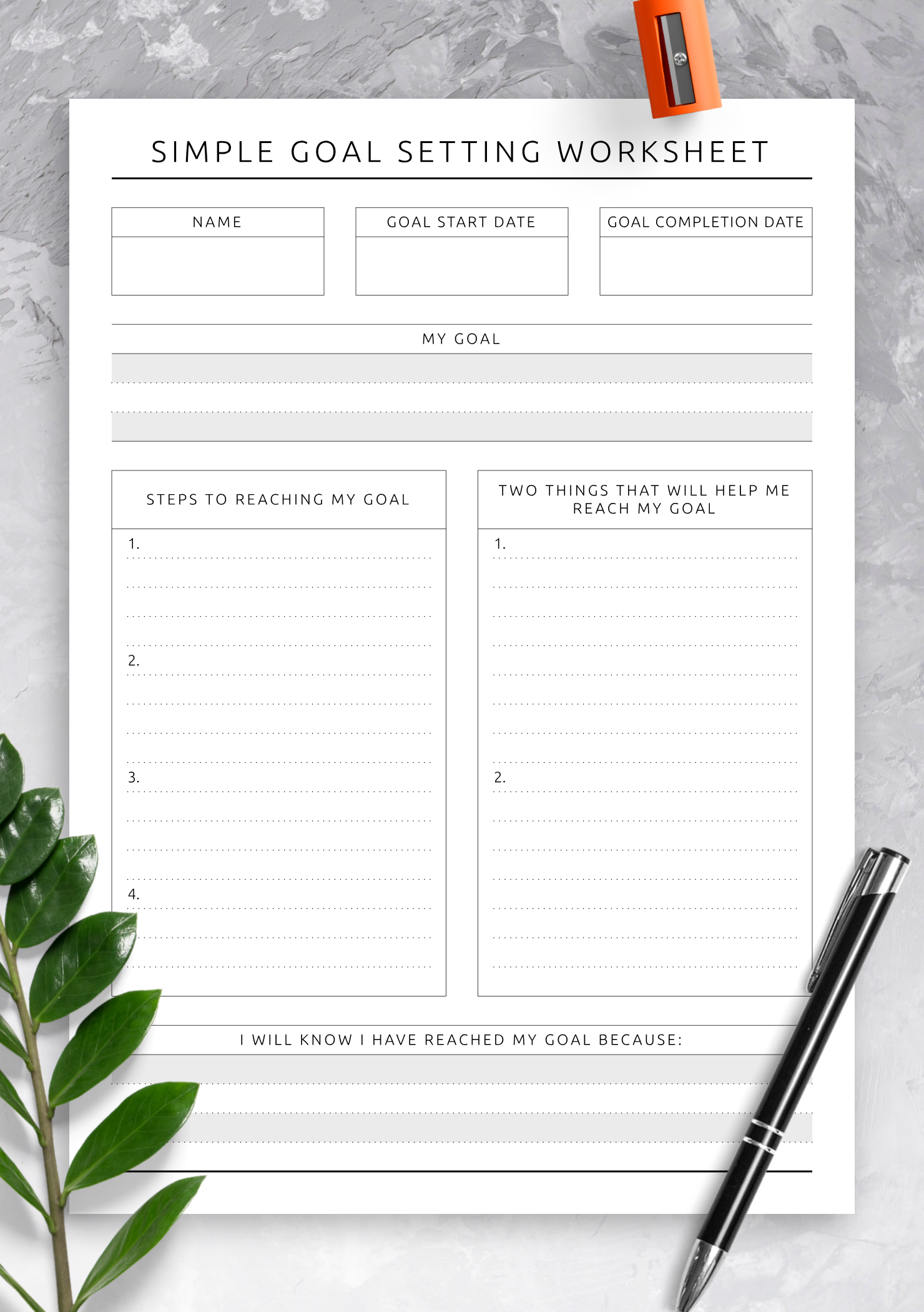 Download Printable Simple Goal Setting Worksheet Original Style PDF Download Printable Simple Goal Setting Worksheet Original Style PDF