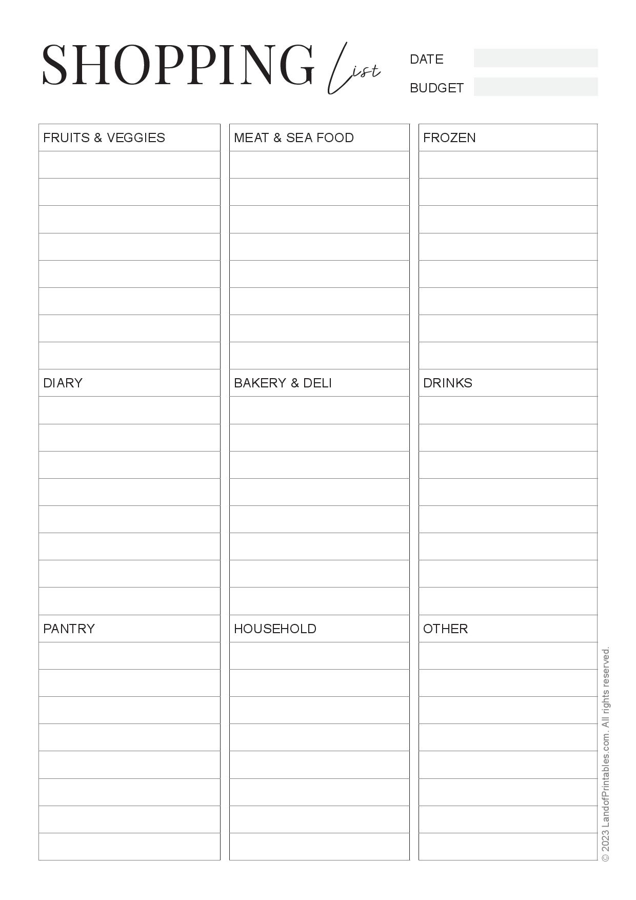 printable shopping list for groceries printable shopping list for groceries