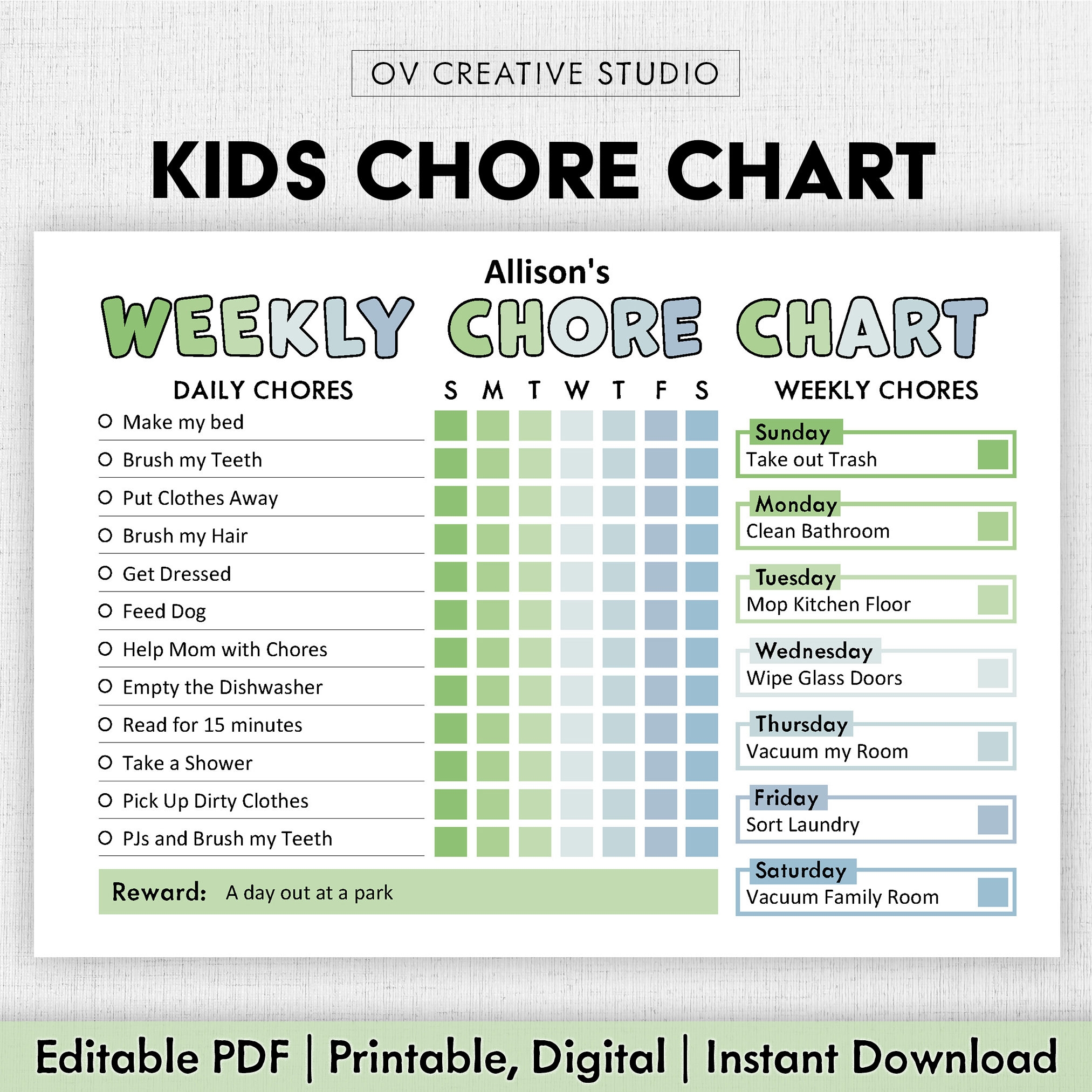 Editable Chore Chart For Kids Printable Kids Daily Weekly Responsibility Chart Kids Chore List Kids Daily Routine Checklist PDF Etsy Sweden