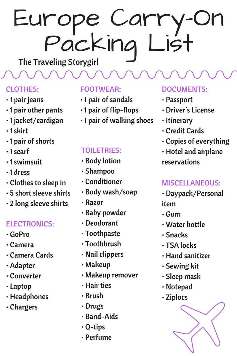 Europe Packing List For Only A Carry On The Traveling Storygirl Worksheets Library Europe Packing List For Only A Carry On The Traveling Storygirl Worksheets Library