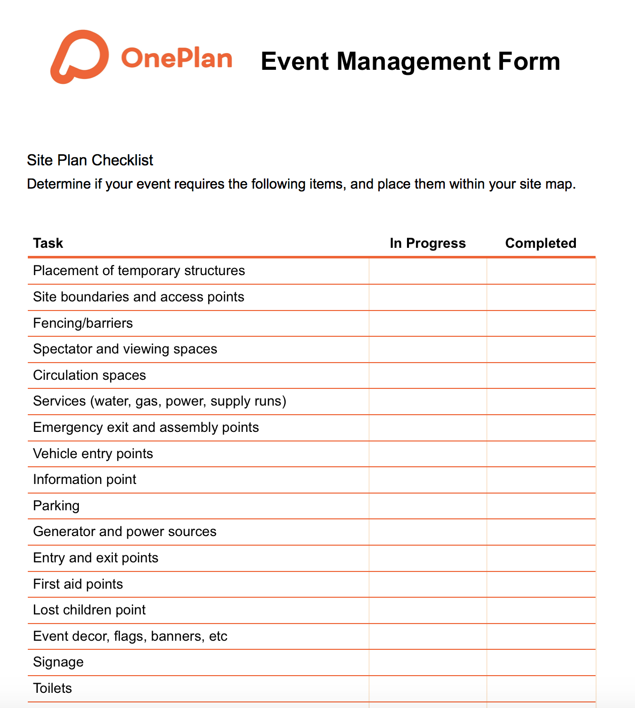 printable event planning template