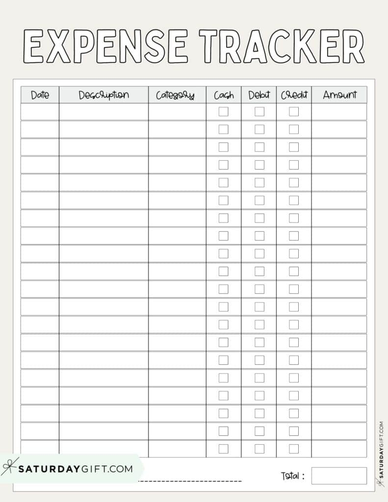 Expense Tracker Printable 26 Cute Free Spending Logs