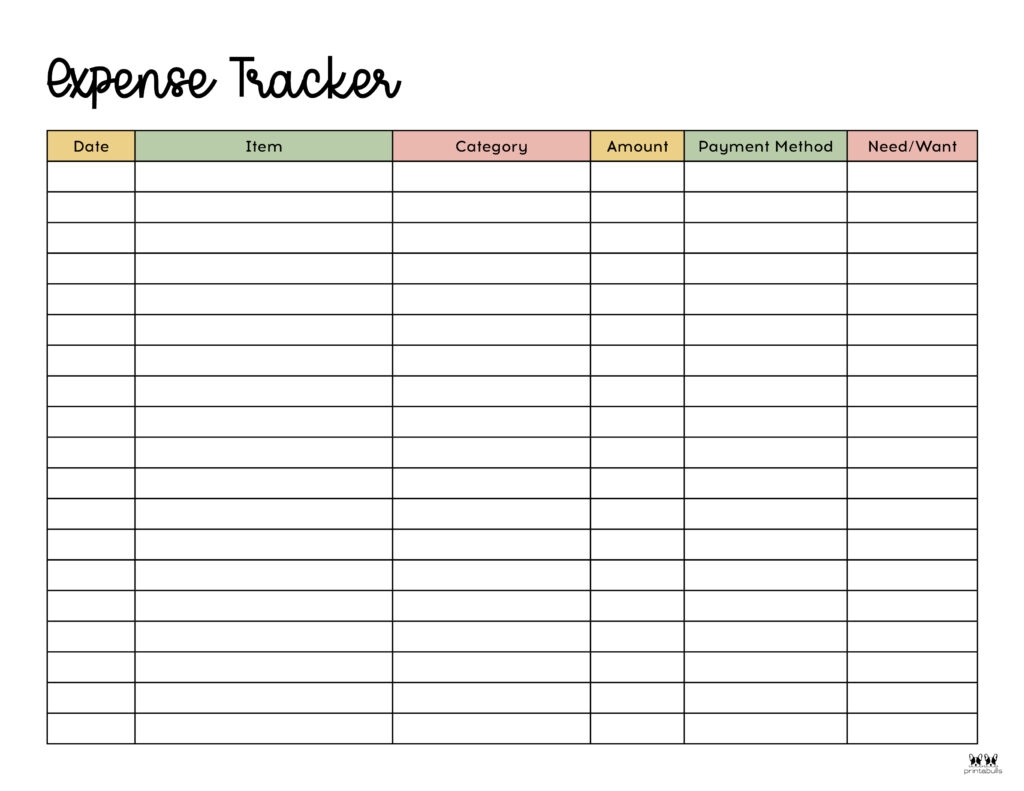 free printable expense tracker