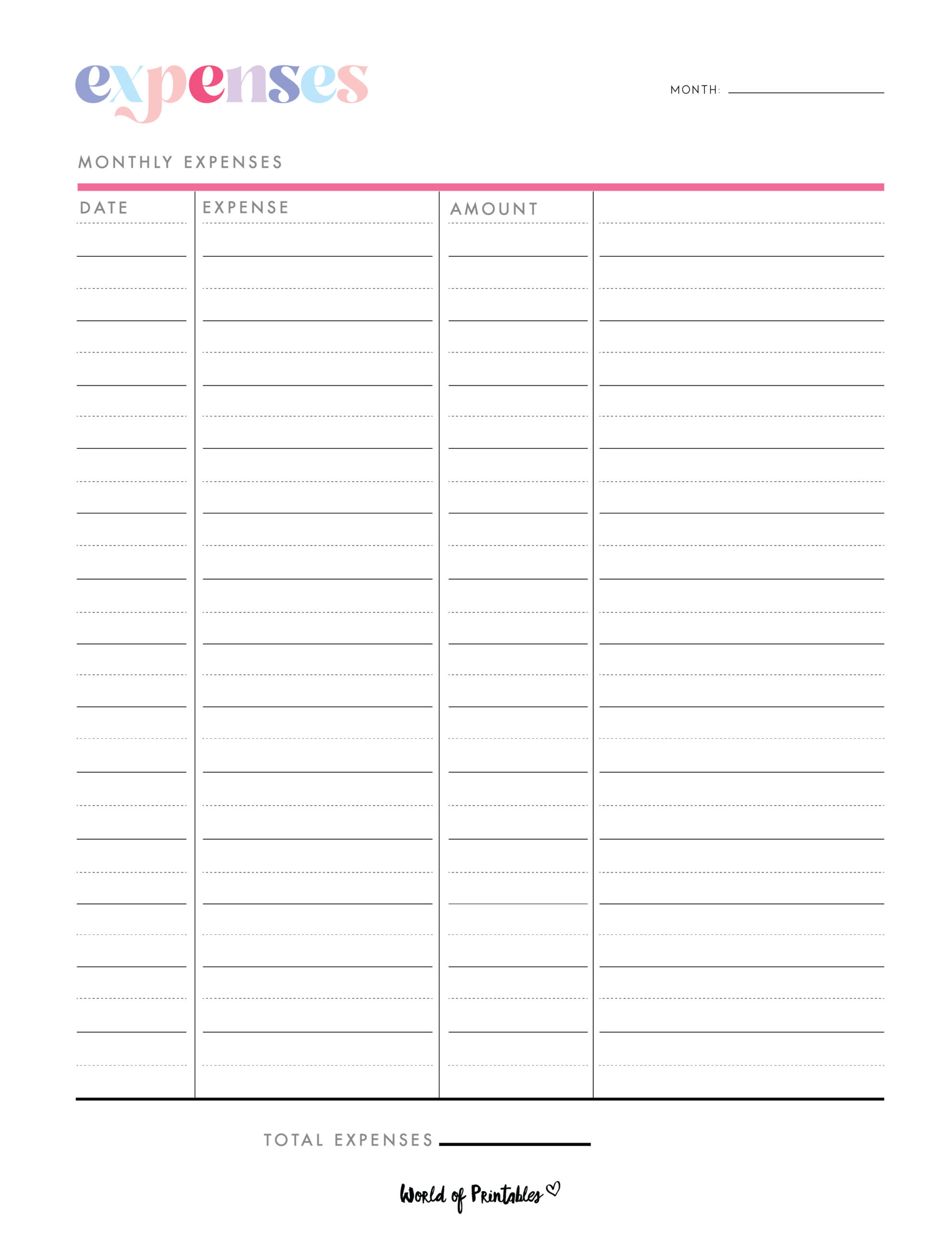 Expense Tracker Templates World Of Printables