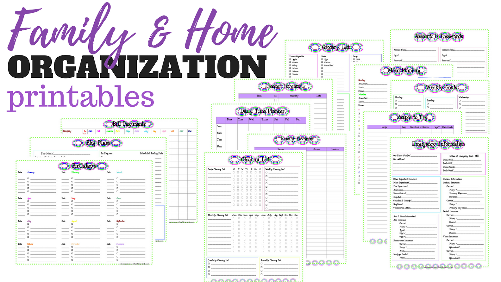 Family And Home Organization Binder Printables Sew Simple Home Worksheets Library