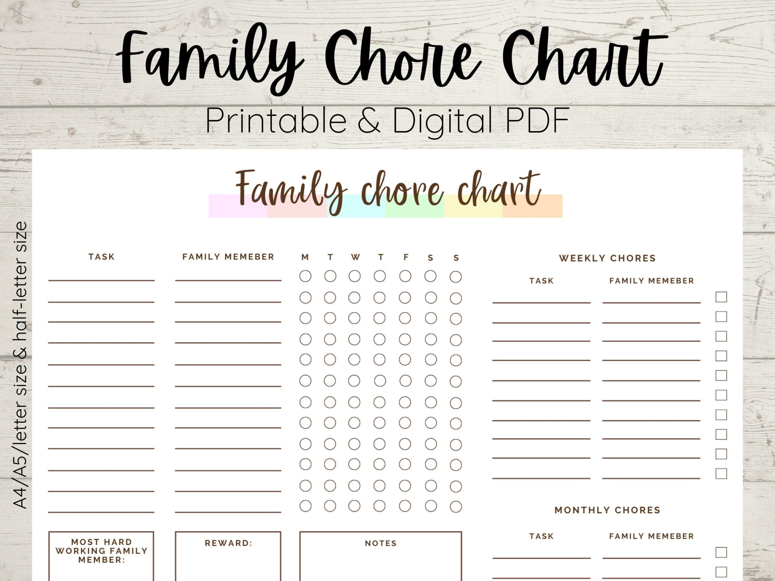 family chore chart printable