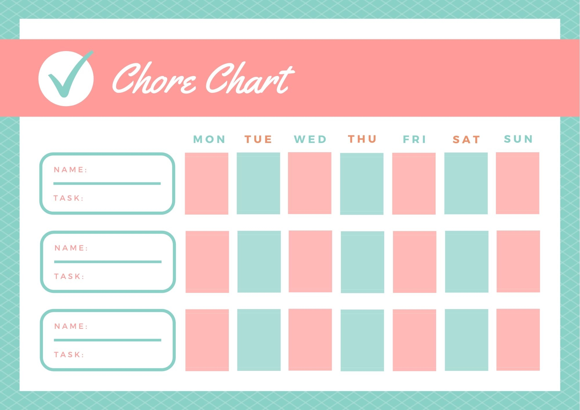 free family chore chart printables
