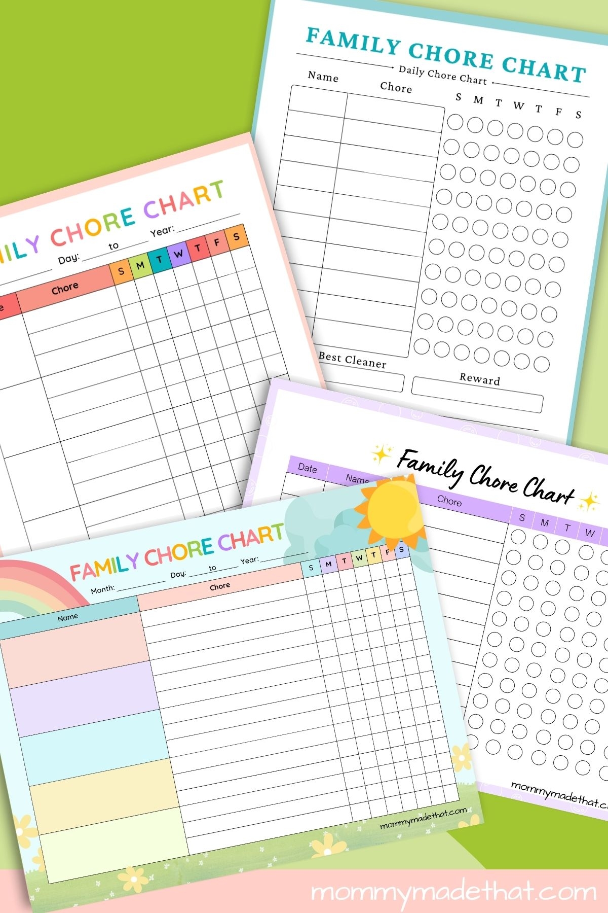 family chore chart free printable