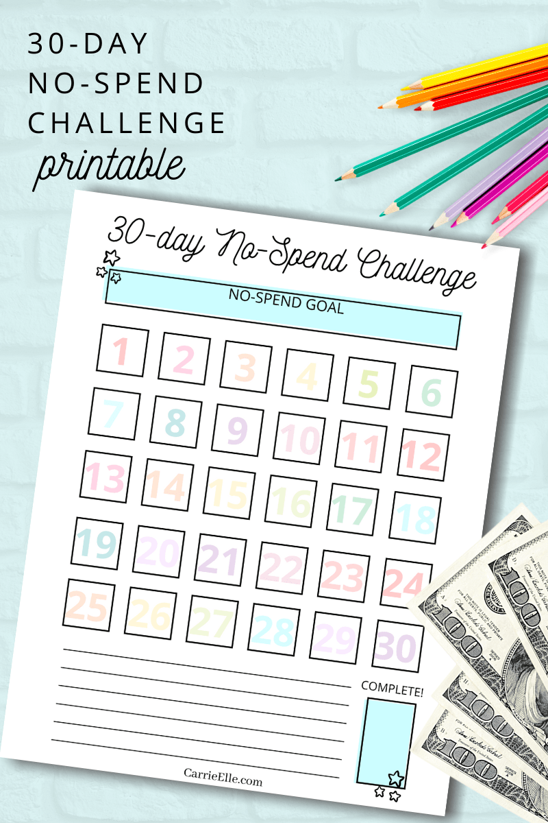 Free 30 Day No Spend Challenge Printable Carrie Elle Free 30 Day No Spend Challenge Printable Carrie Elle