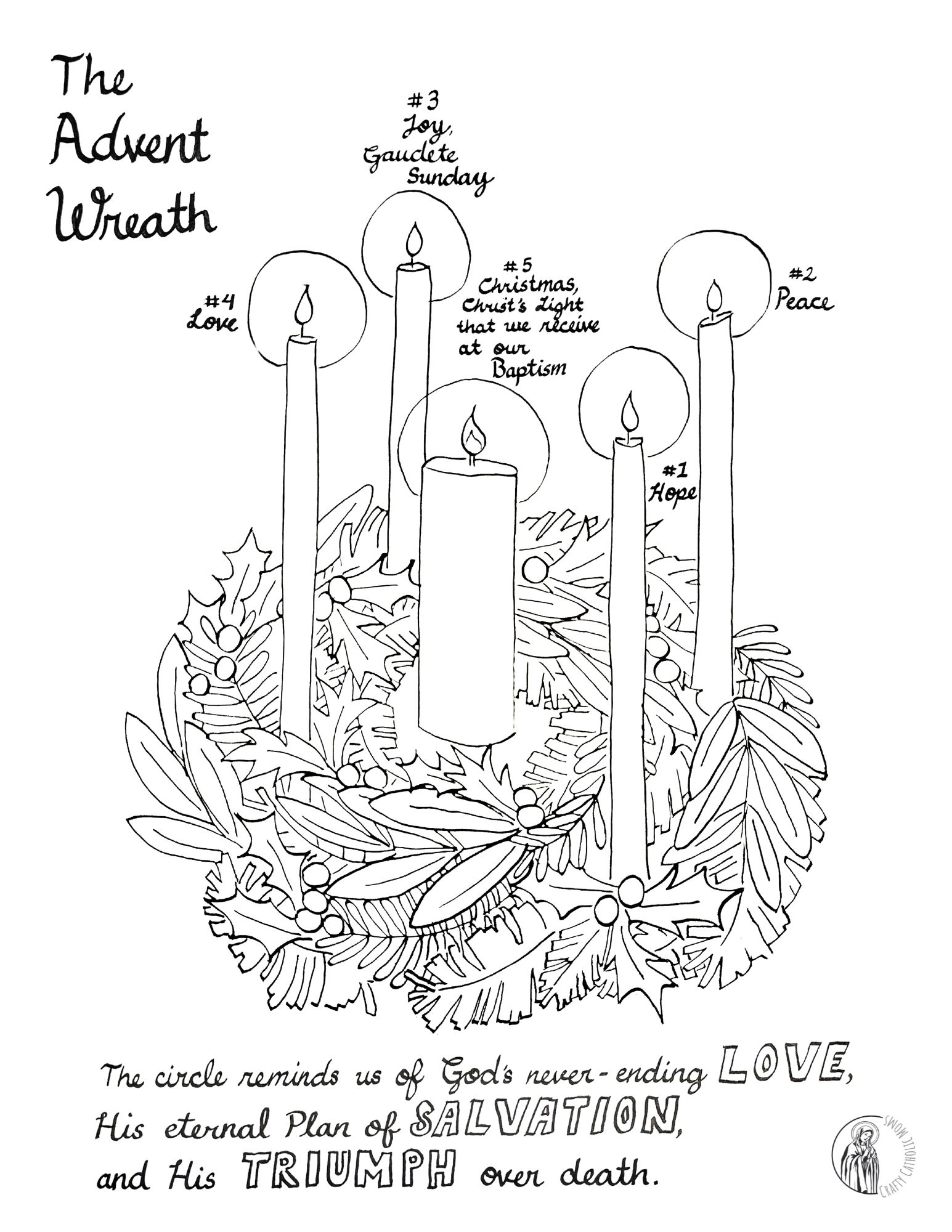 Free Advent Wreath Coloring Page For Kids And Adults 
