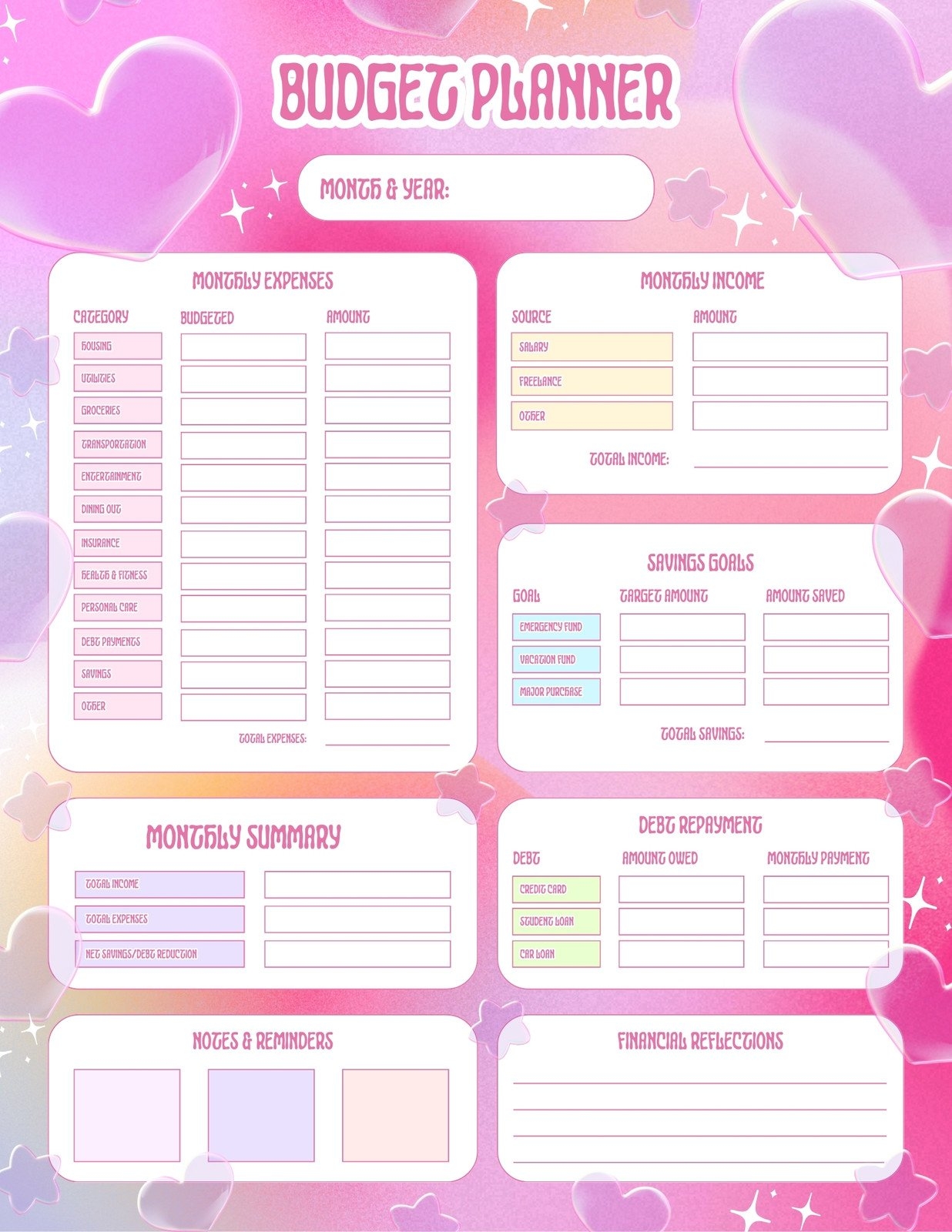Cute Budget Planner Printable