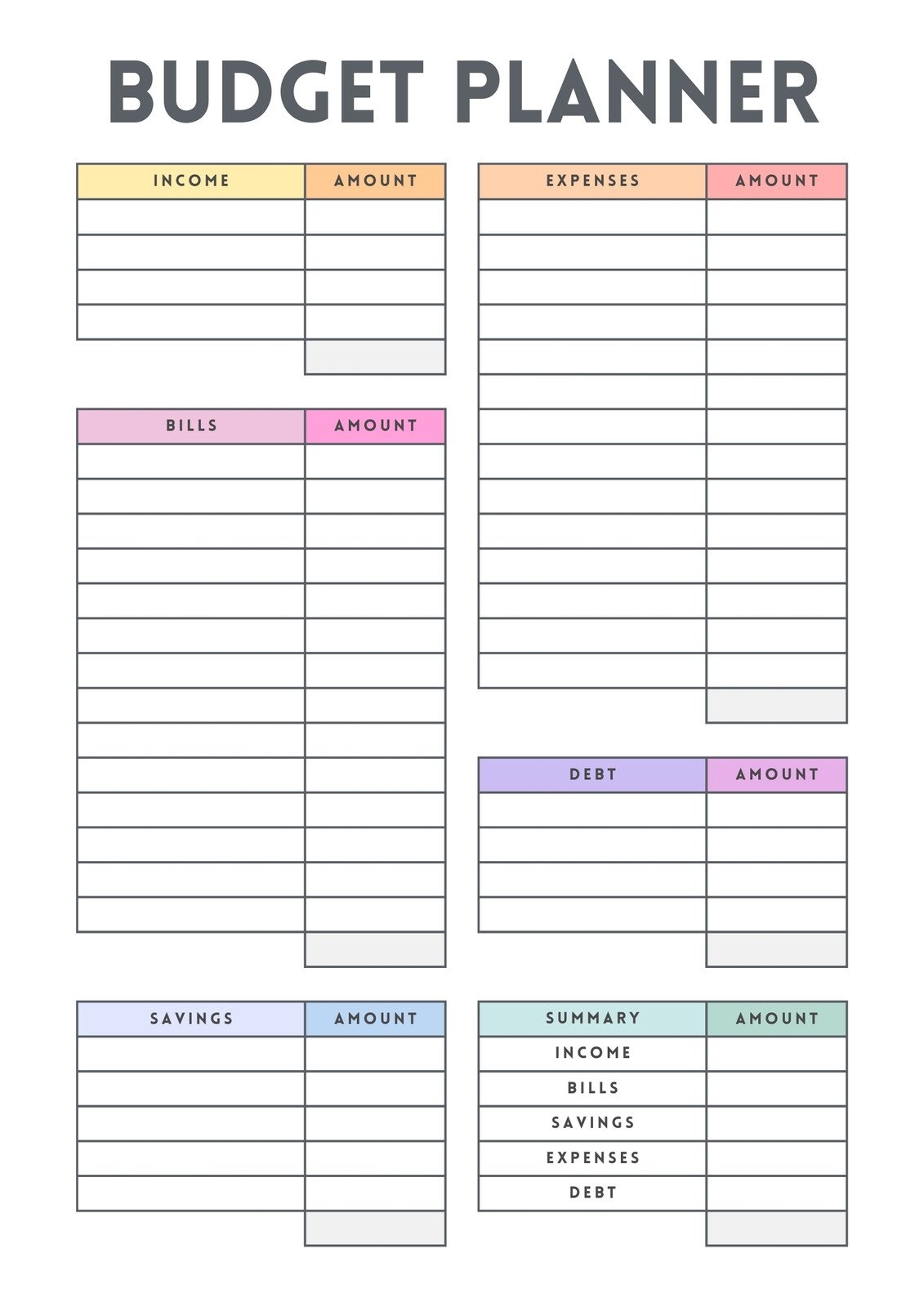 free budget templates printable