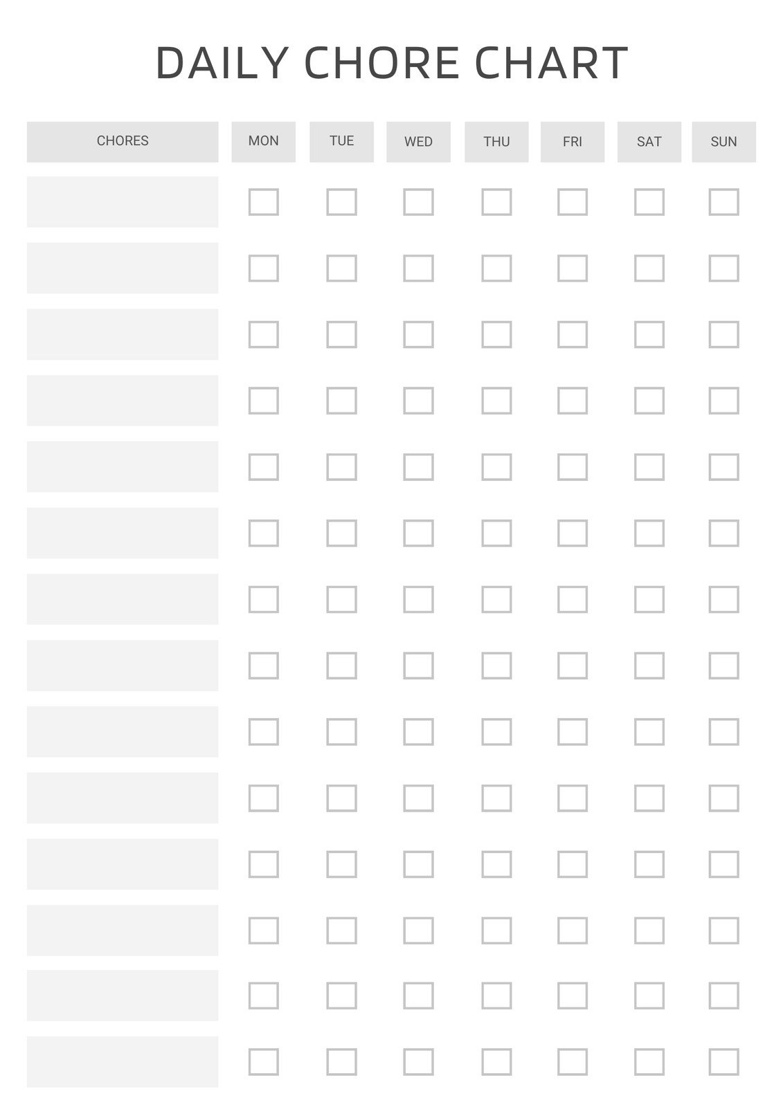 printable daily chore chart
