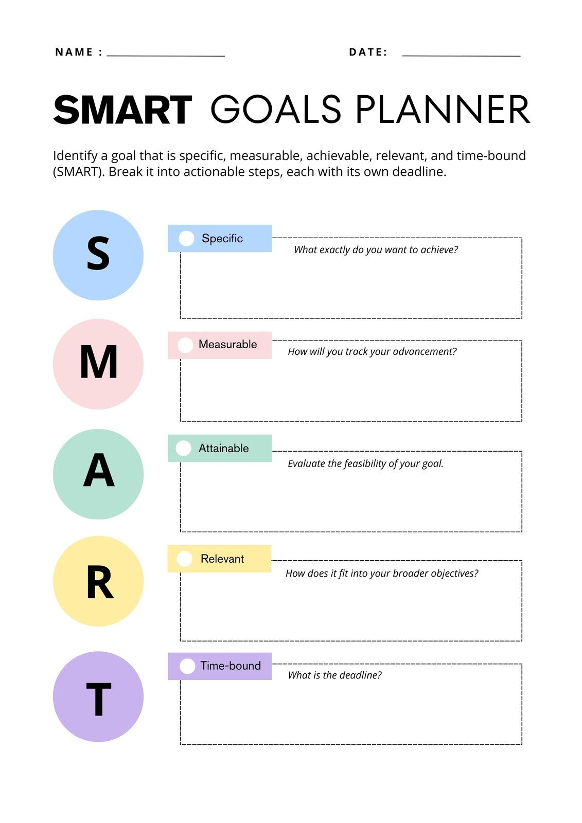 printable goal setting sheet