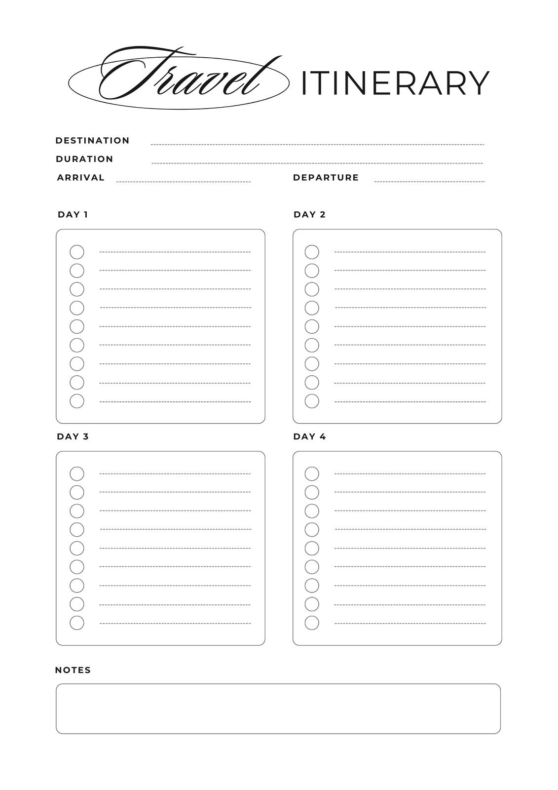 Free And Customizable Itinerary Planner Templates Canva