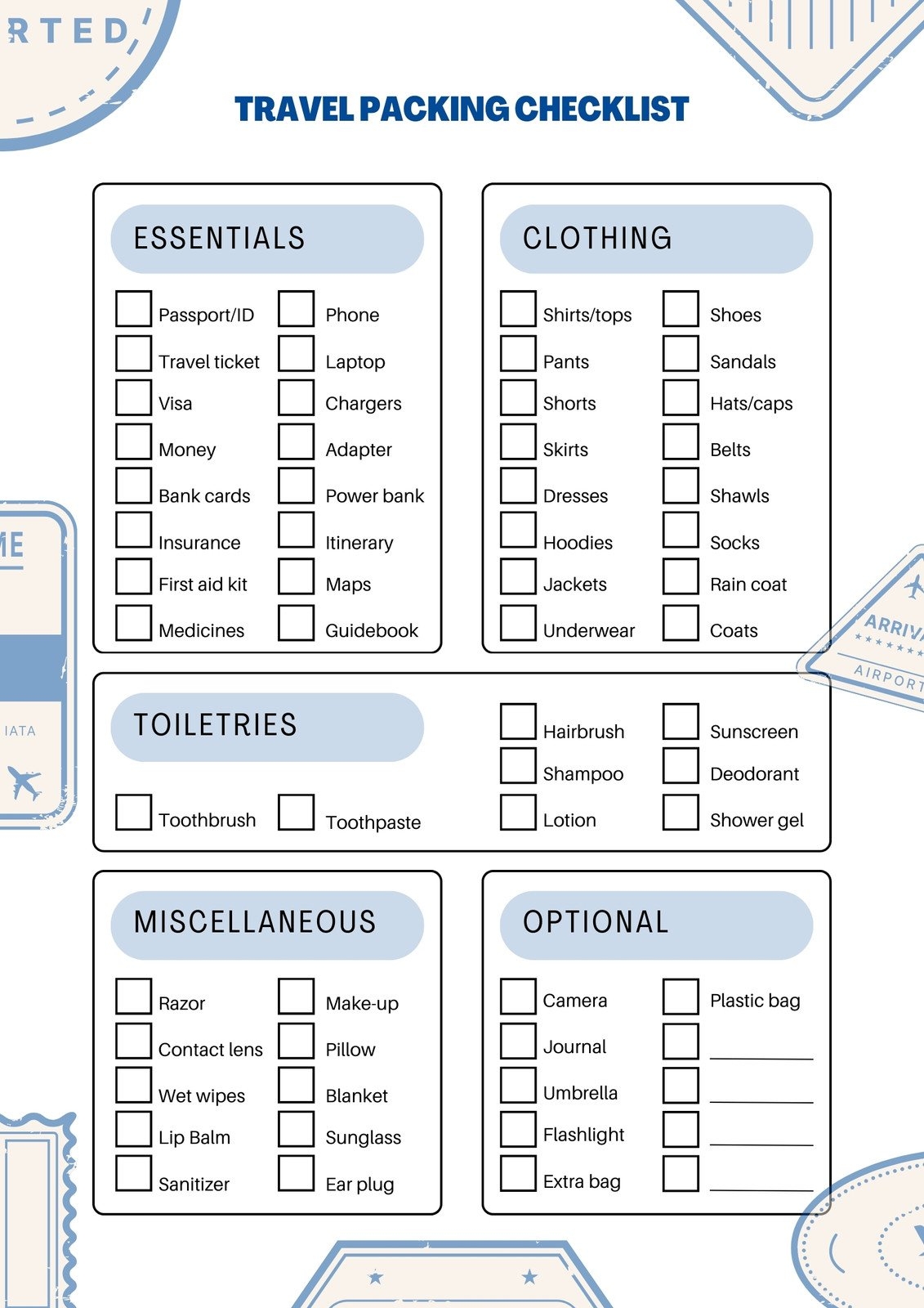 Free And Customizable Travel Checklist Templates Canva Free And Customizable Travel Checklist Templates Canva