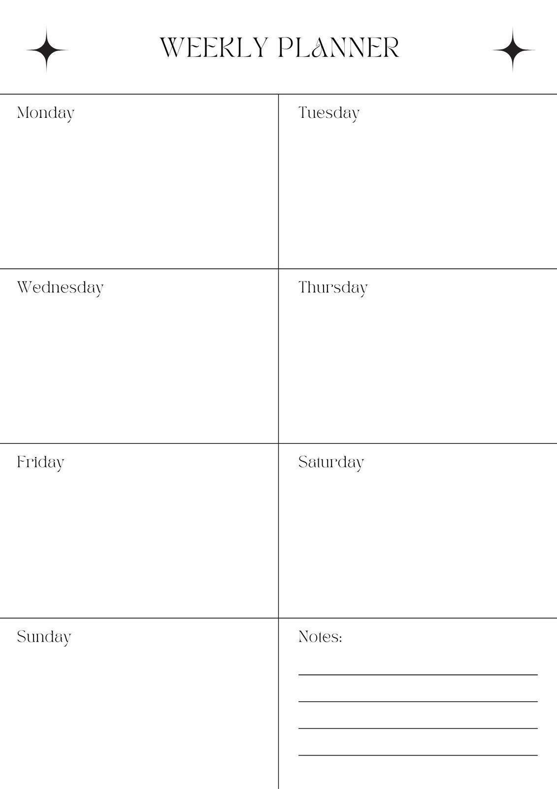 Weekly Plan Sheet Printable