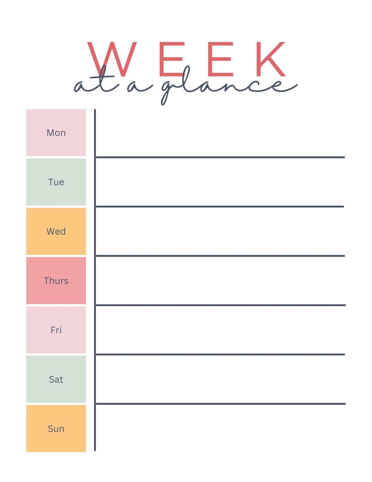weekly plan sheet printable