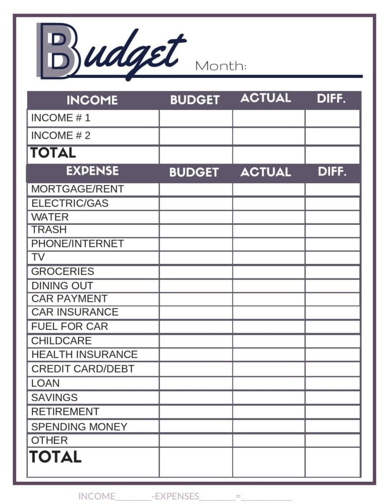 free printable low income budget beginner printable budget worksheet