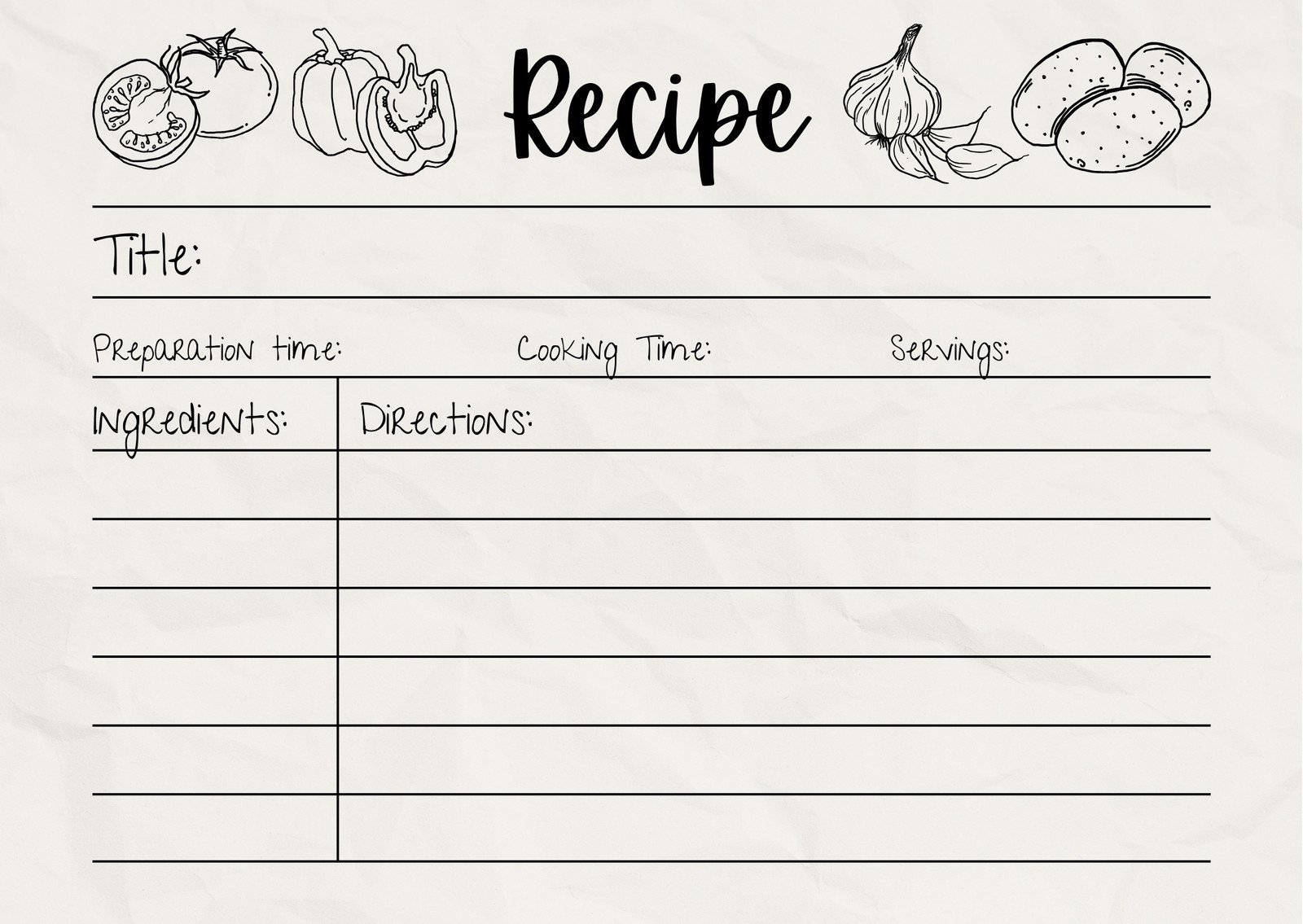 free printable recipe card template