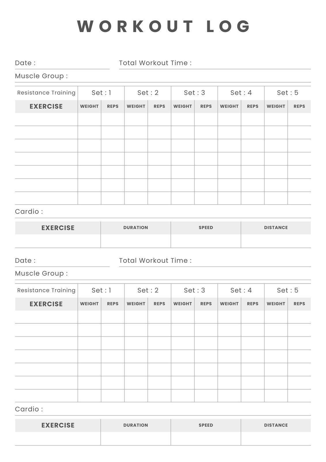 Free Custom Printable Workout Planner Templates Online Canva