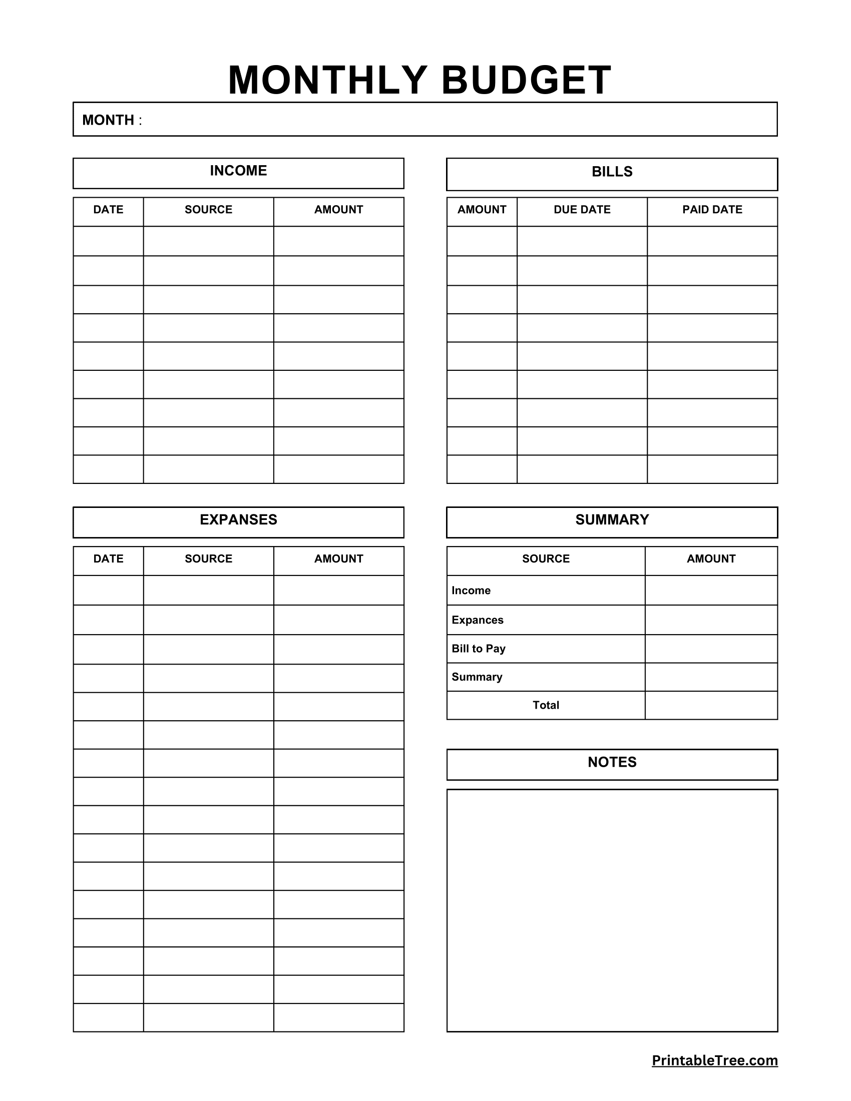 Printable Budget Worksheet Pdf