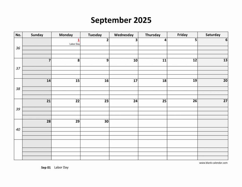 free printable calendar for september