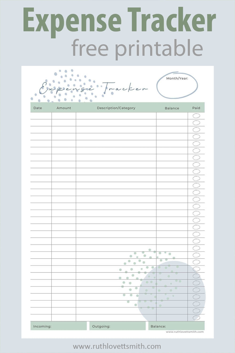 expense tracker printable free
