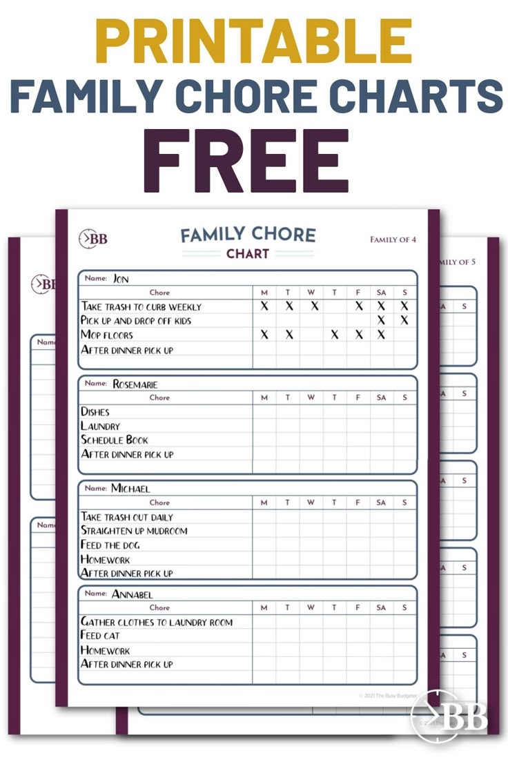 Free Family Chore Chart Printable Free Family Chore Chart Printable